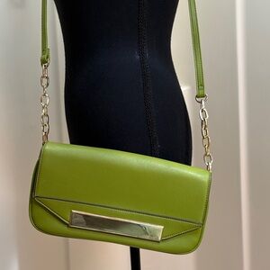 Anne Klein Lime Green Crossbody Bag with Gold Hardware